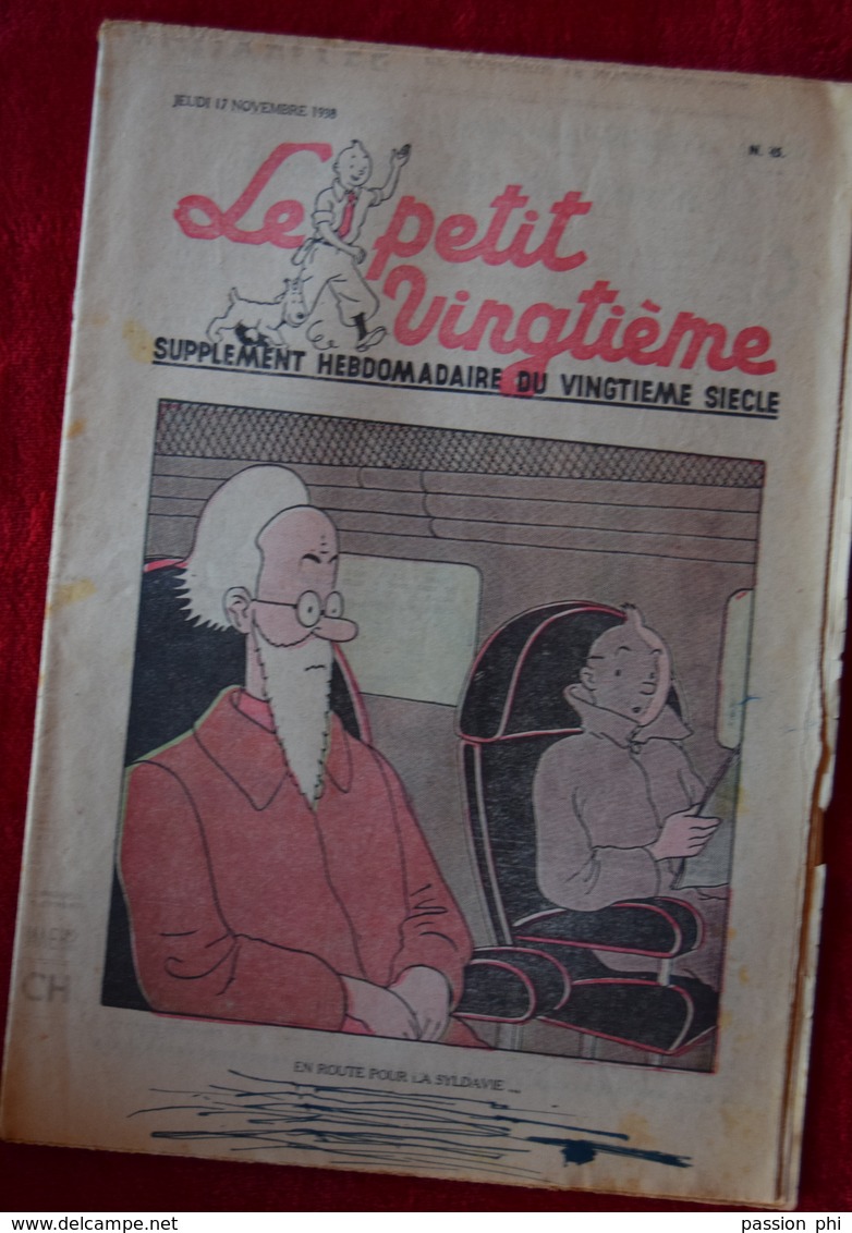 BD HERGE "Le Petit Vingtième" TINTIN QUICK ET FLUPKE JO ET ZETTE ..17.11.1938 N°45 ETAT CORRECT - Hergé