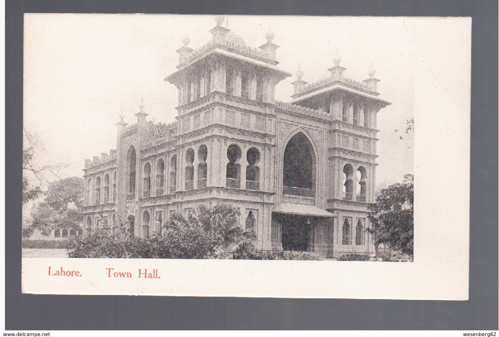 PAKISTAN Lahore Town Hall Ca 1910 OLD POSTCARD - Pakistan