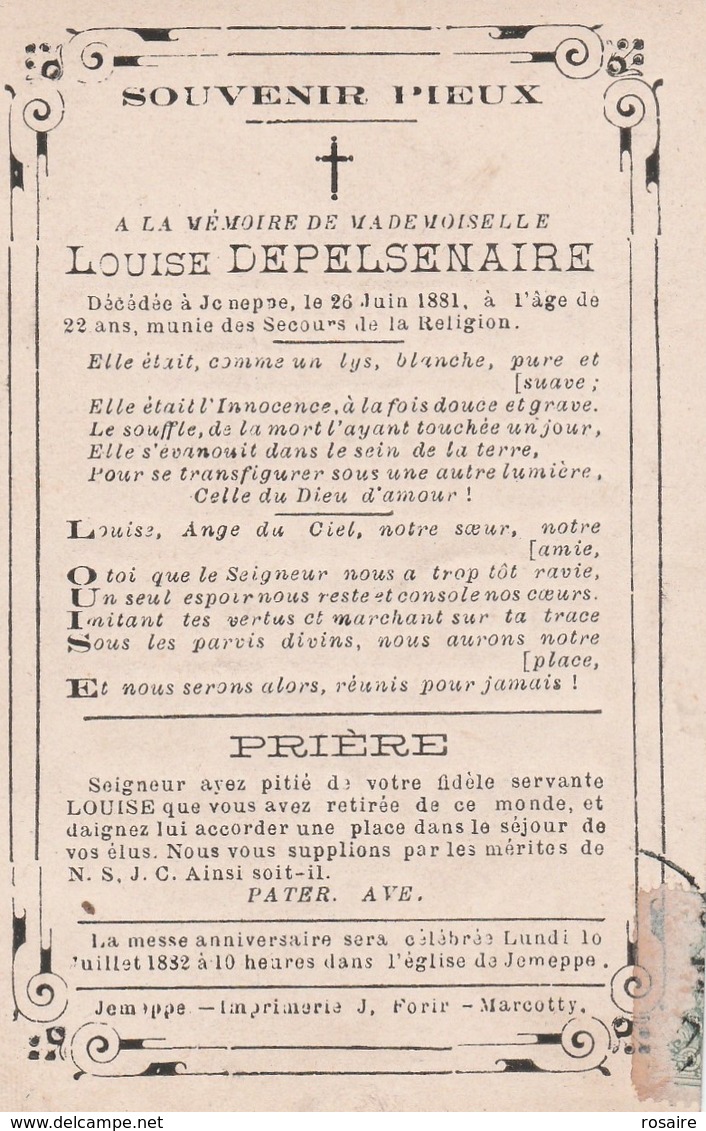 Louise Depelsenaire-jemeppe-1881 - Images Religieuses