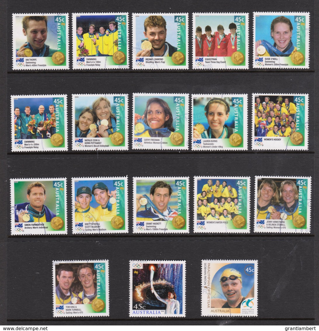 Australia 2000 Olympic Games Gold Medal Winners Set Of 18 Used - Used Stamps