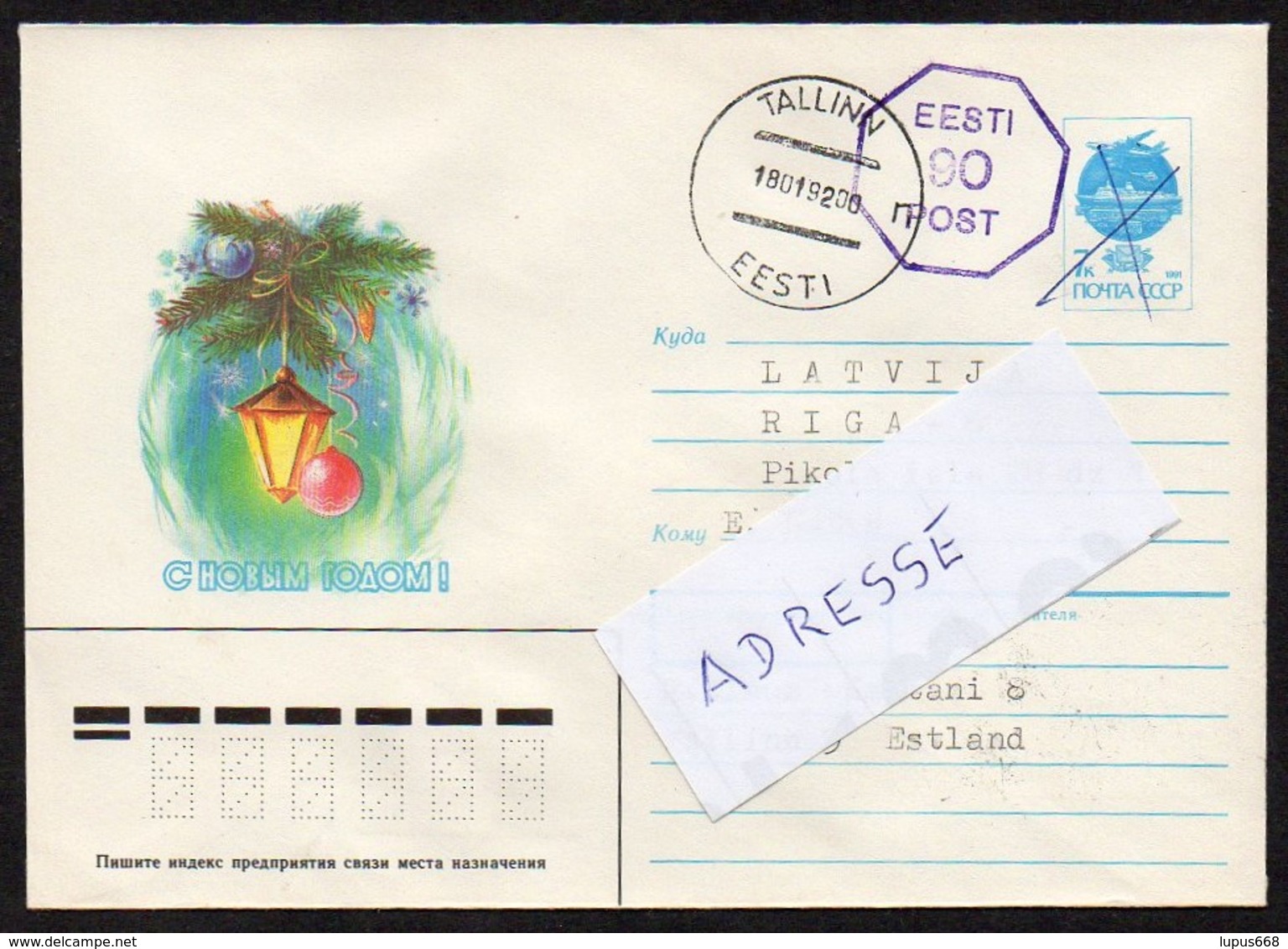 Estland 1992 Aufbrauch Von SU- Ganzsachenumschlägen Mit Handstempel  90 Kopeken  Von TALLINN Nach Lettland - Estonia