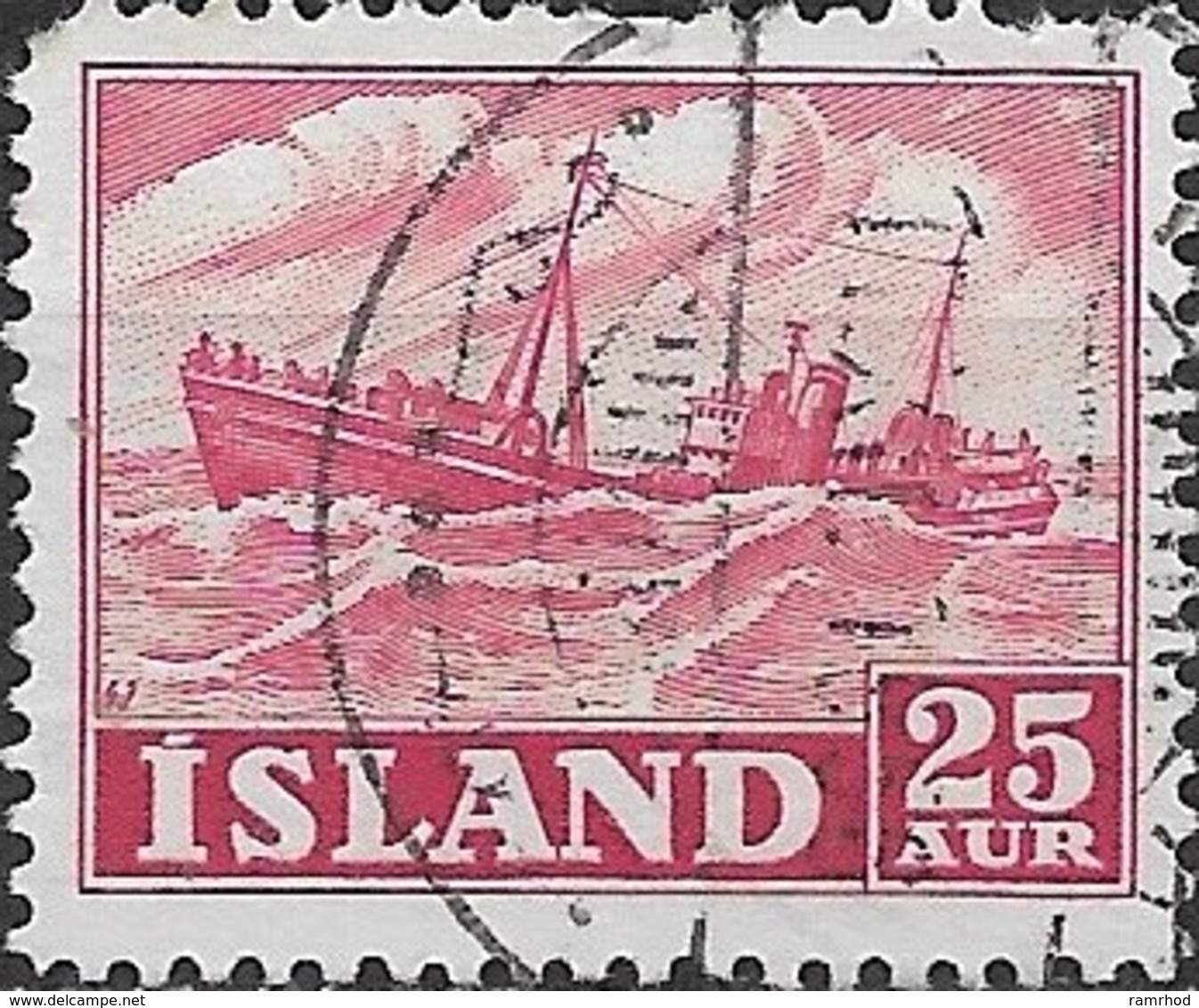 ICELAND 1950 Ingolfur Arnarson (trawler) - 25a - Red FU - Usati