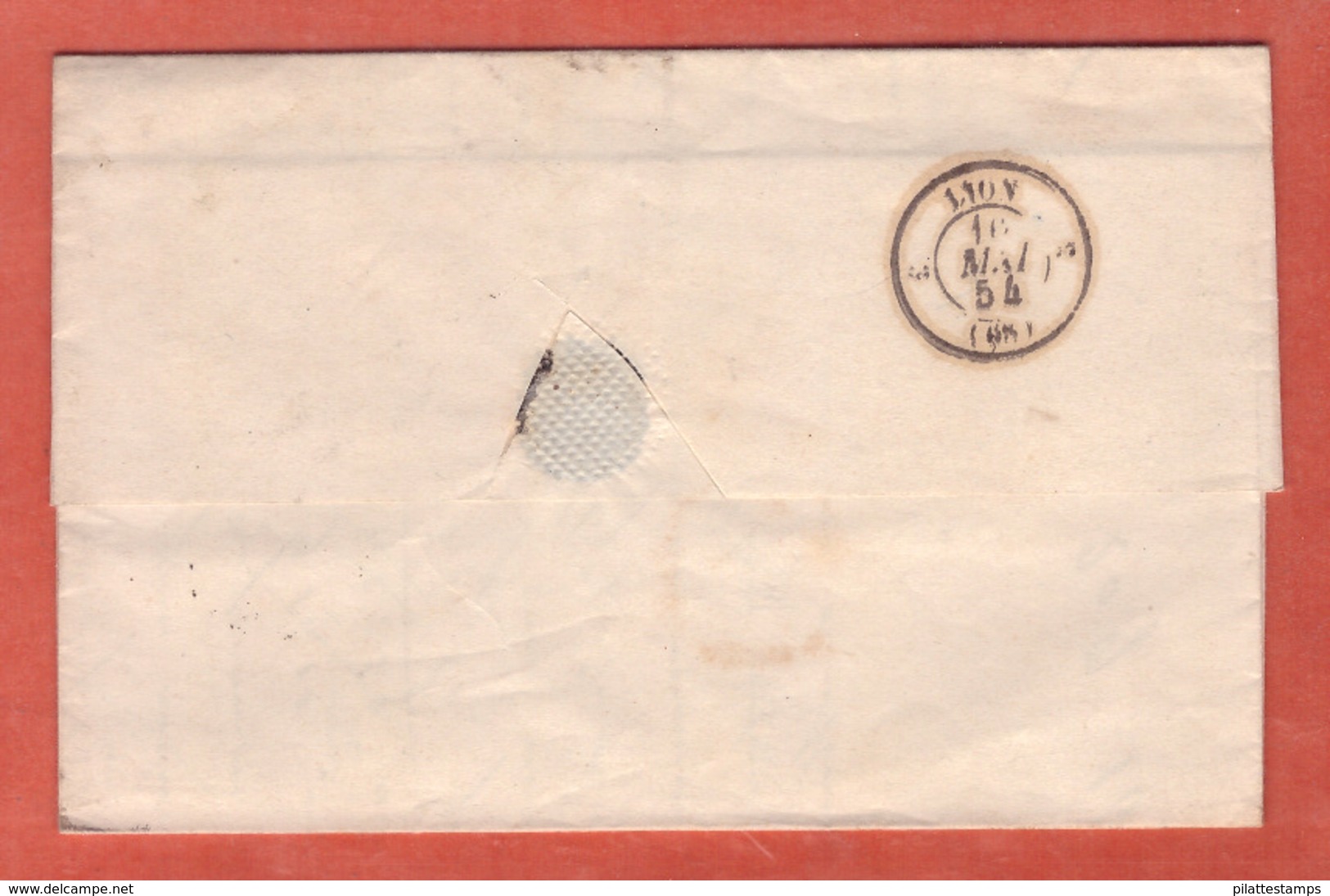 FRANCE LETTRE AVEC CACHET 25C DE 1854 DE PARIS POUR LYON - 1849-1876: Période Classique