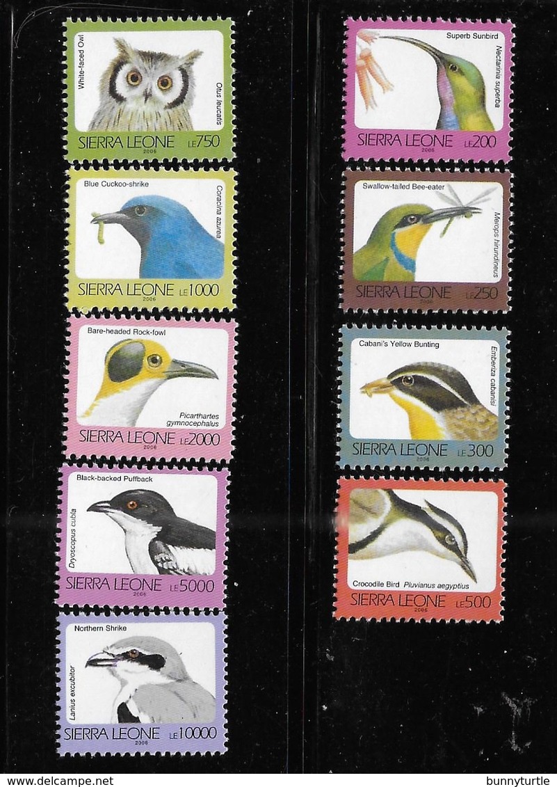 Sierra Leone 2006 Birds Inscribed 9v MNH - Sierra Leone (1961-...)