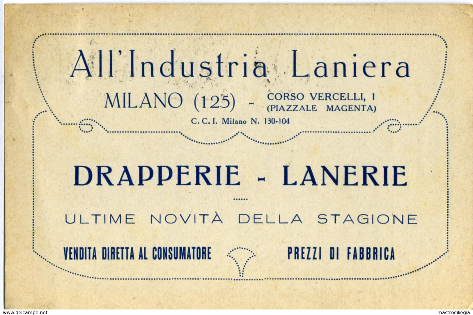 ALL'INDUSTRIA LANIERA  MILANO  Testatina  Drapperie  Lanerie  Annullo A Targhetta Salsomaggiore - Pubblicitari