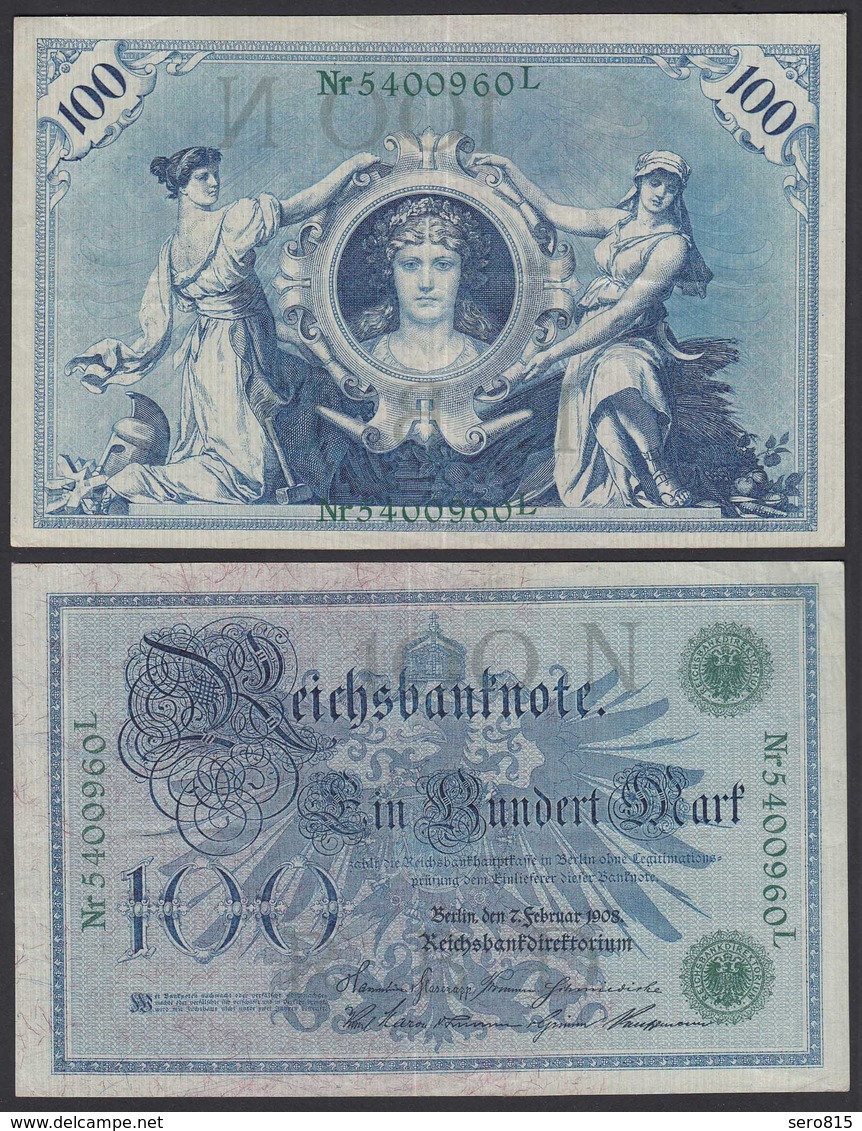 Reichsbanknote - 100  Mark 1908 Ros. 34  XF (2)    (22339 - Andere & Zonder Classificatie