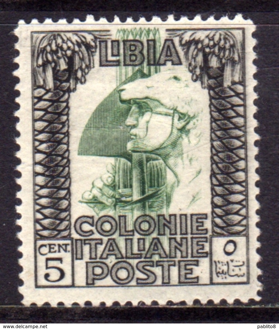 LIBIA 1924 1929 PITTORICA SENZA FILIGRANA UNWATERMARK CENT. 5c MLH BEN CENTRATO - Libia