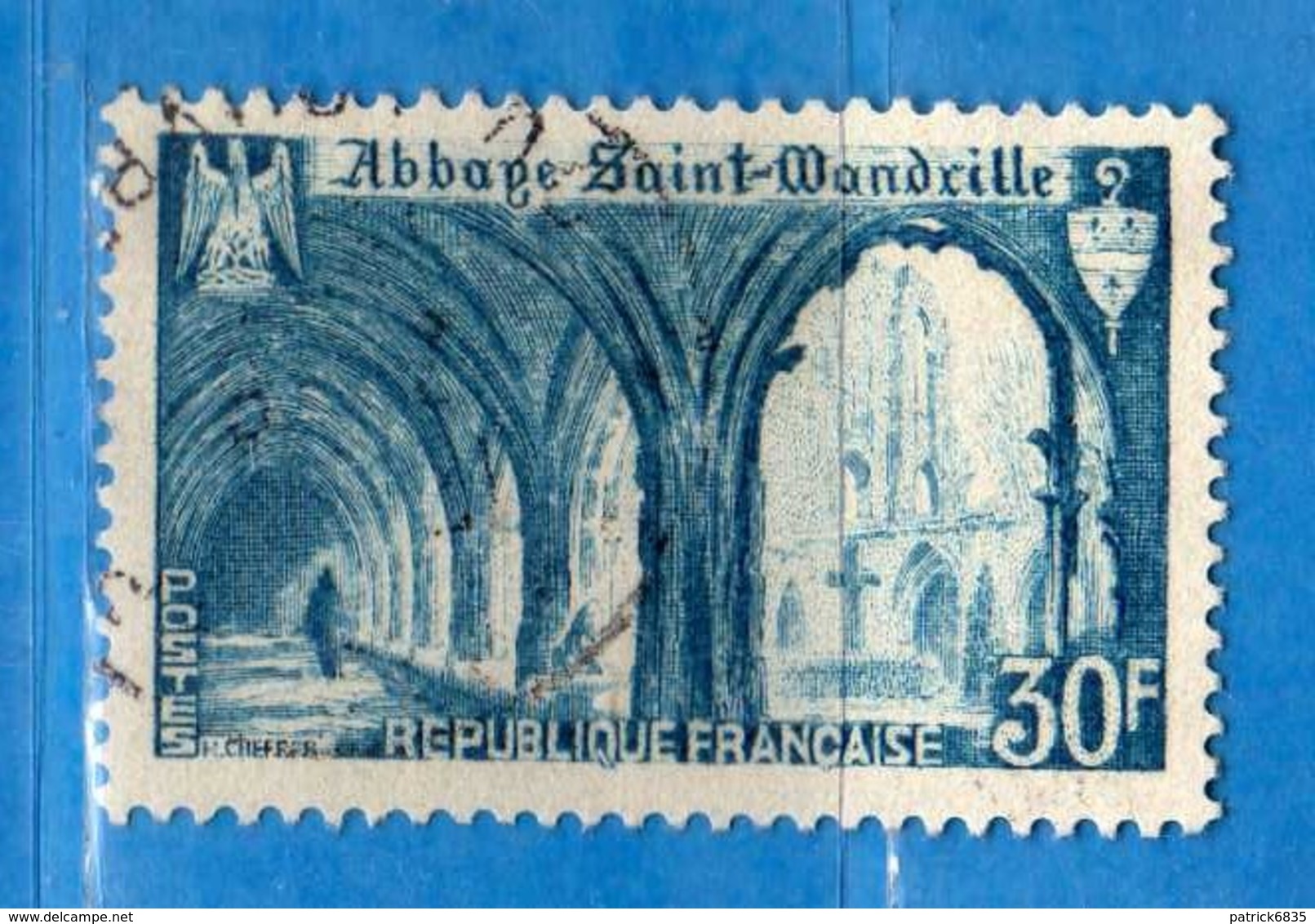 France °- 1951 - Abbaye De St-Wandrille.Yvert. 888 . Obliterer. Vedi Descrizione. - Usati