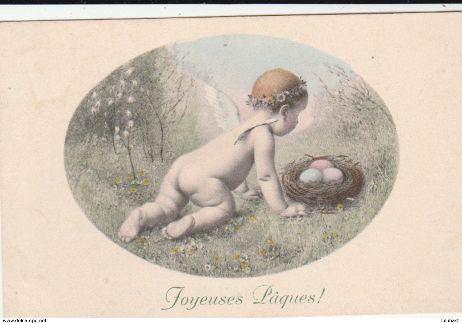 "Joyeuses Pâques" Angelot Découvrant Ses Oeufs De Pâques. (M.M. Vienne 575 ) - Ostern