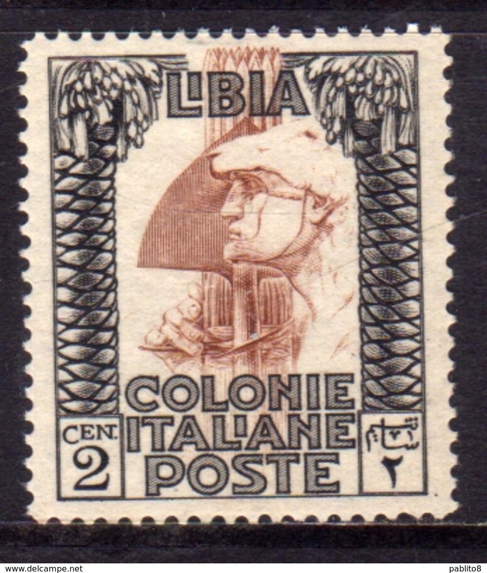 LIBIA 1924 1929 PITTORICA SENZA FILIGRANA UNWATERMARK CENT. 2c MLH BEN CENTRATO - Libia