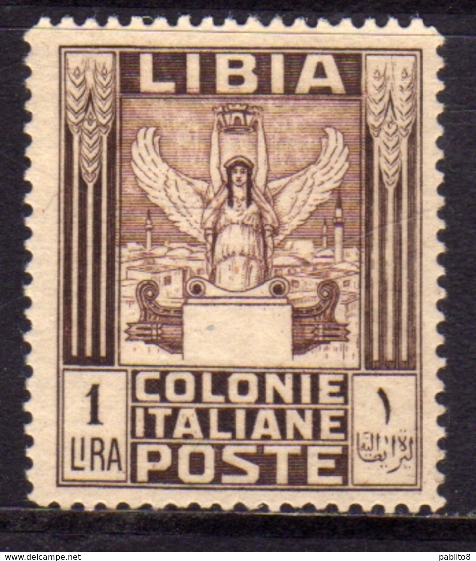 LIBIA 1924 - 1929  PITTORICA SENZA FILIGRANA UNWATERMARK LIRE 1 LIRA MNH  BEN CENTRATO - Libia