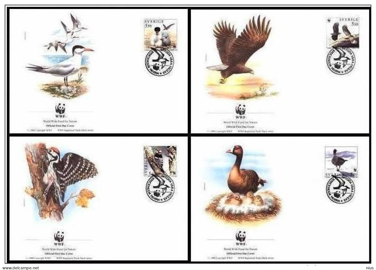 Sweden 1994 WWF W.W.F. FDC Bird Set X4 Birds Fauna Sverige SUEDE SUECIA - FDC