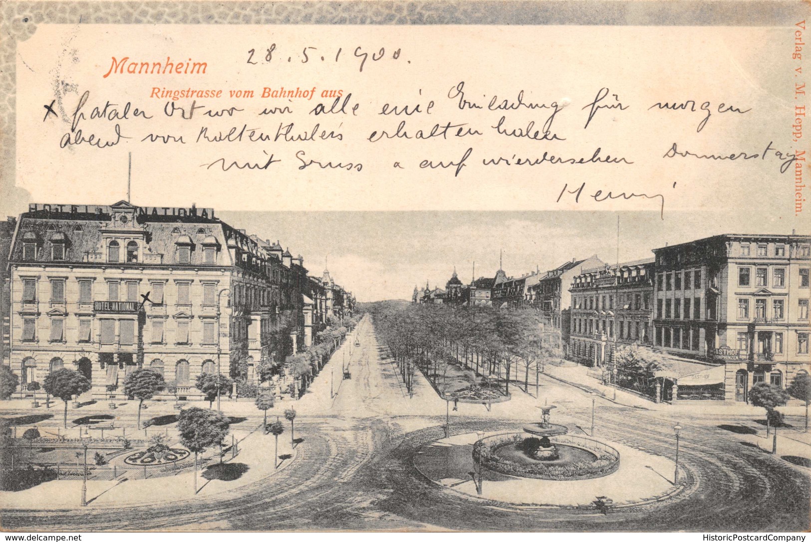 MANNHEIM GERMANY~RINGSTRASSE Vom BAHNHOF~M HEPP PHOTO 1900 POSTMARK POSTCARD 40315 - Mannheim