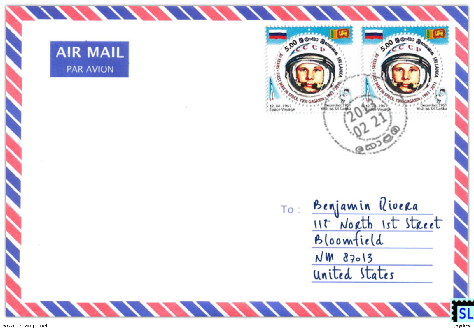 Sri Lanka Stamps, Yuri Gagarin, Russia, Space, Personalized Cover - Sri Lanka (Ceylon) (1948-...)