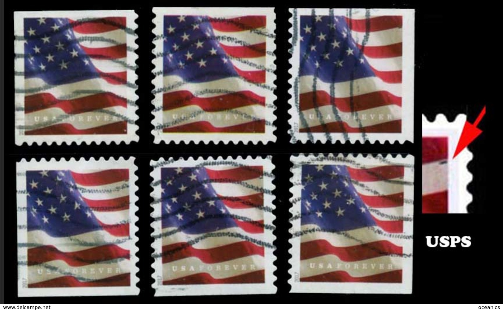 Etats-Unis / United States (Scott No.5161 - Flag USPS On Right On Second White Stripe ) (o) All Positions - Used Stamps