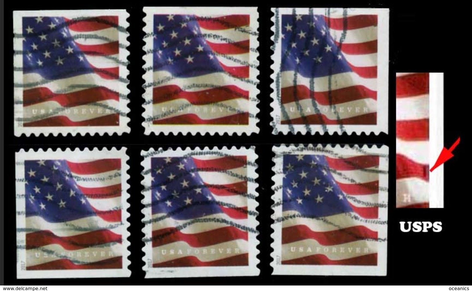 Etats-Unis / United States (Scott No.5160a - Flag USPS On Right On Fourth Red Stripe ) (o) All Positions - Used Stamps
