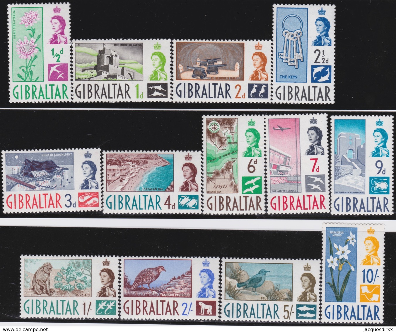 Gibraltar    .   SG  .    160/173  (2 Scans)     .   *       . Mint-hinged        .   /    .  Ongebruikt - Gibraltar
