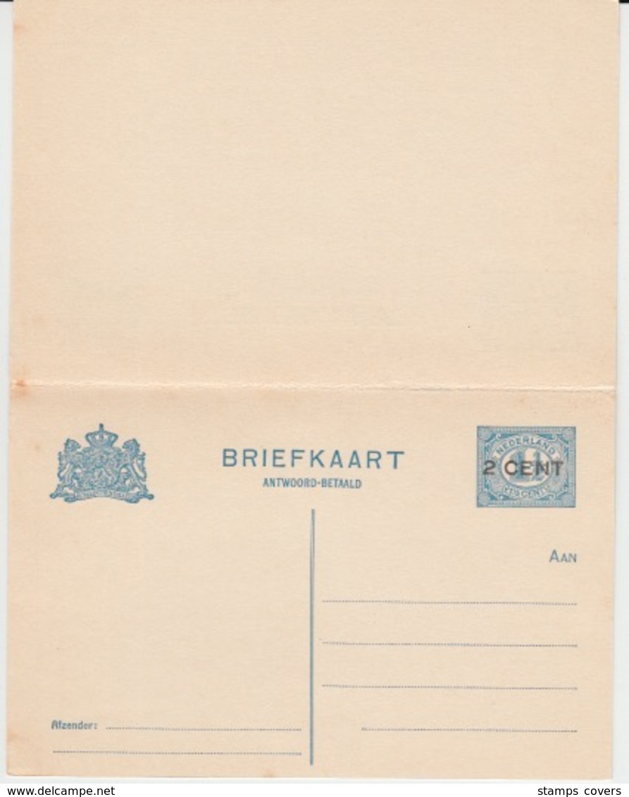 NEDERLAND BRIEFKAARTE BETAALD ANTWOORD - Postal Stationery
