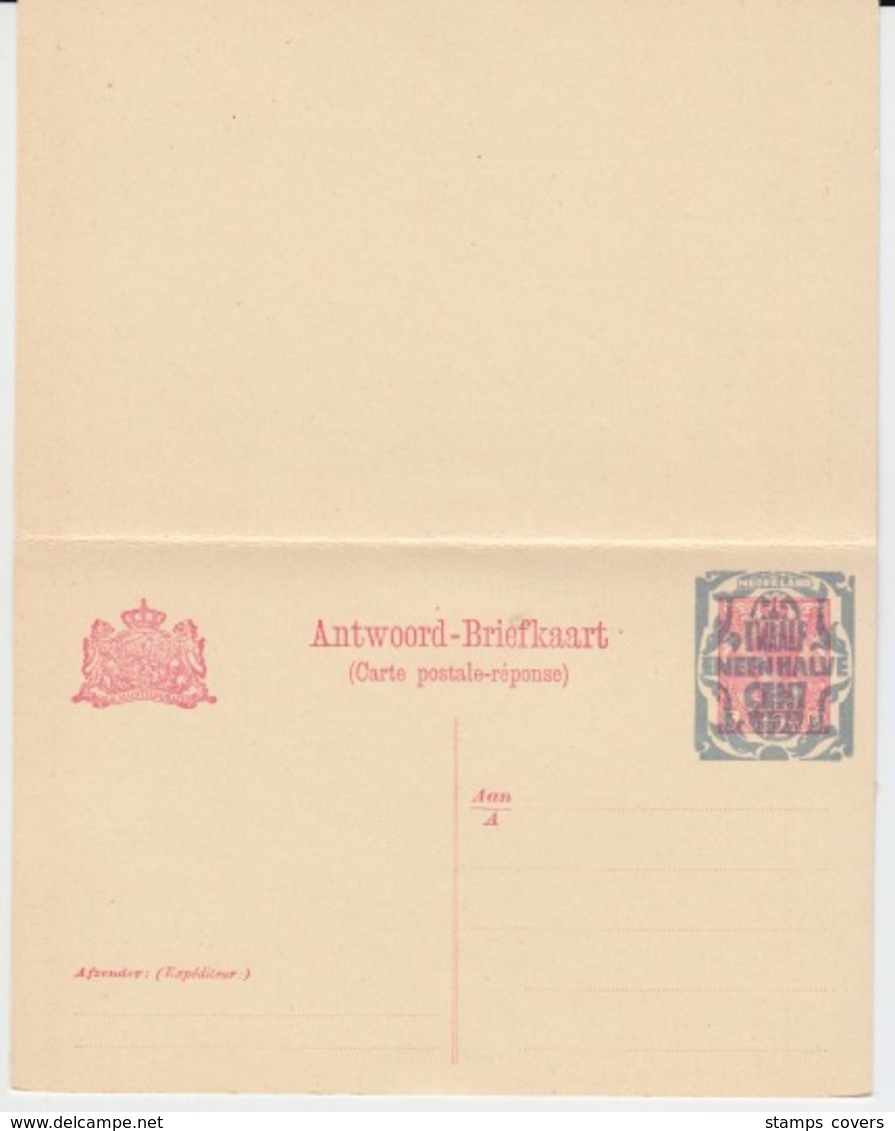 NEDERLAND BRIEFKAARTE MET BETAALD ANTWOORD NEW 1916/19 OVERLOAD - Entiers Postaux