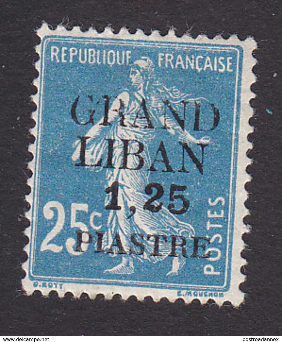 Lebanon, Scott #6, Mint Hinged, Stamp Of France Surcharged, Issued 1924 - Unused Stamps