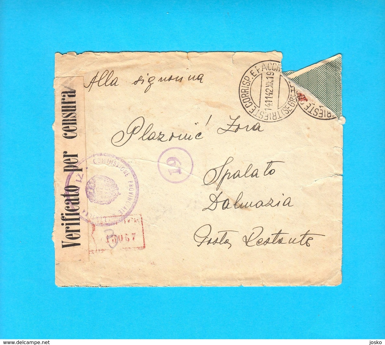 TRIESTE ... 1942. Registered Letter ( Posta Raccomandata ) Travelled To Spalato Dalmazia* CENSURA * Italy Italia Censure - Otros & Sin Clasificación