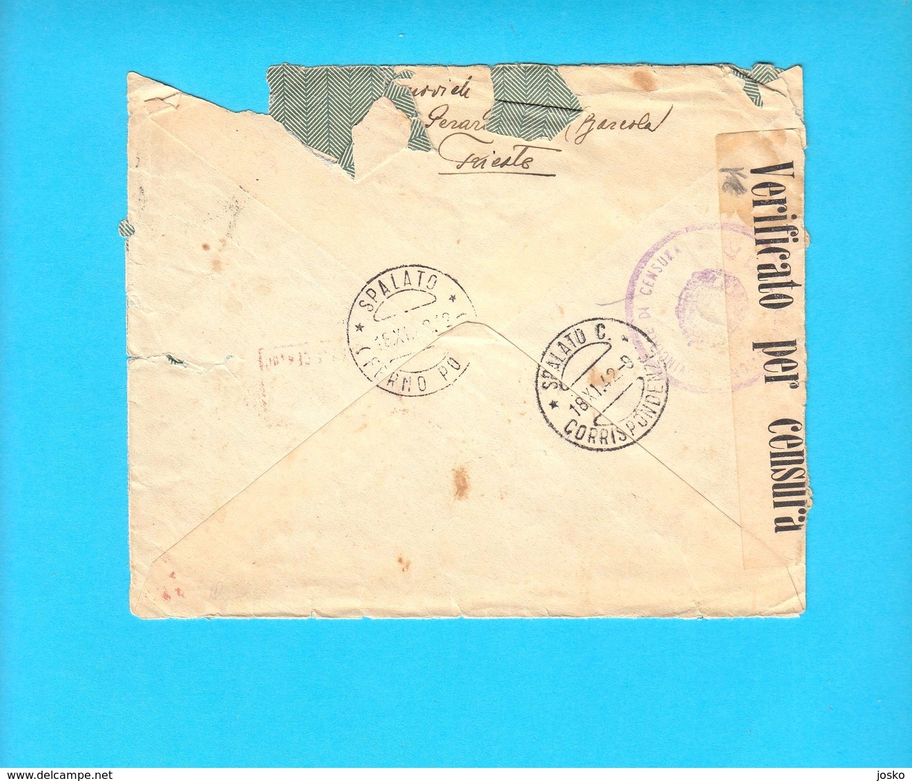 TRIESTE ... 1942. Registered Letter ( Posta Raccomandata ) Travelled To Spalato Dalmazia* CENSURA * Italy Italia Censure - Andere & Zonder Classificatie