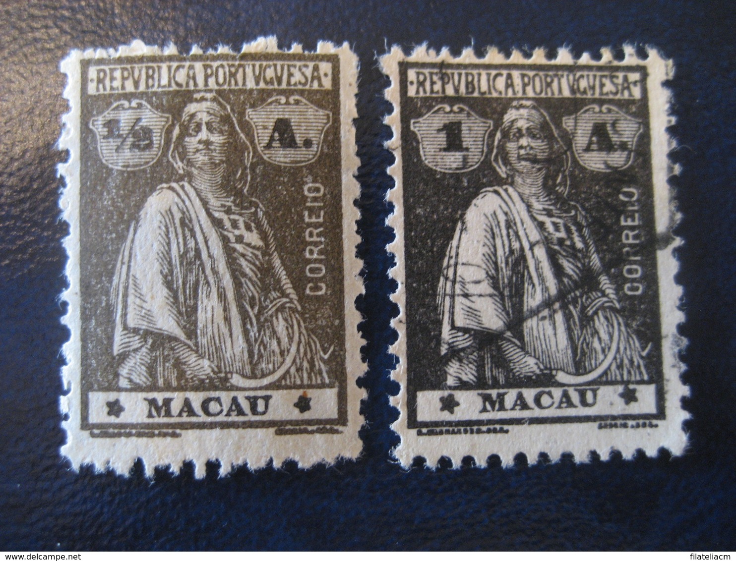 MACAU Ceres 1914/21 Yvert 210/1 (2 Stamp (1 Cancel) Perf 12x11 1/2 Cat. Year 2008: 3,50 Eur) Macao Portugal China Area - Oblitérés