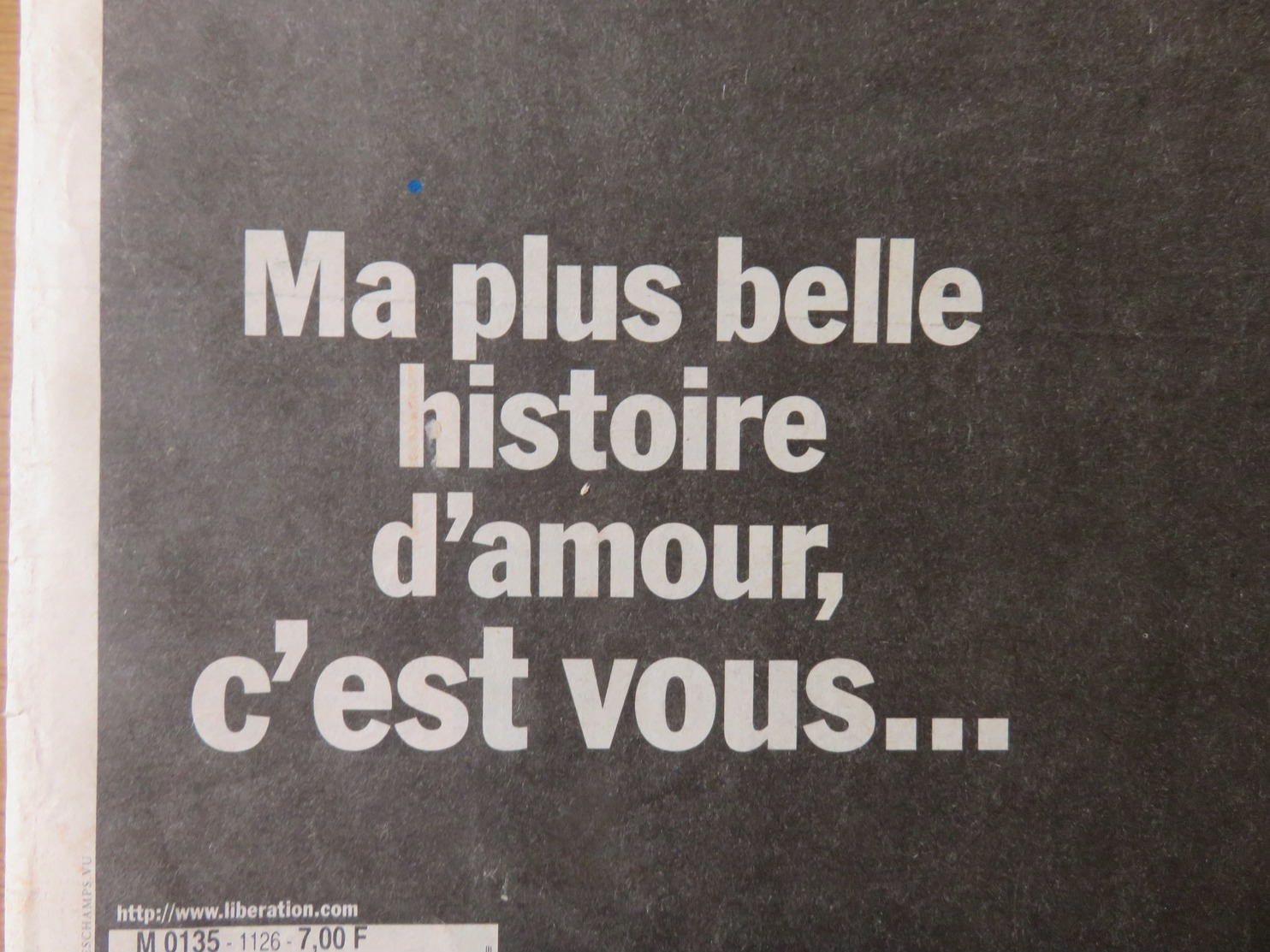 Journal Libération Mercredi 26 Novembre 1997 - Ma Plus Belle Histoire D'amour, C'est Vous... Barbara Est Morte Lundi Soi - 1950 à Nos Jours