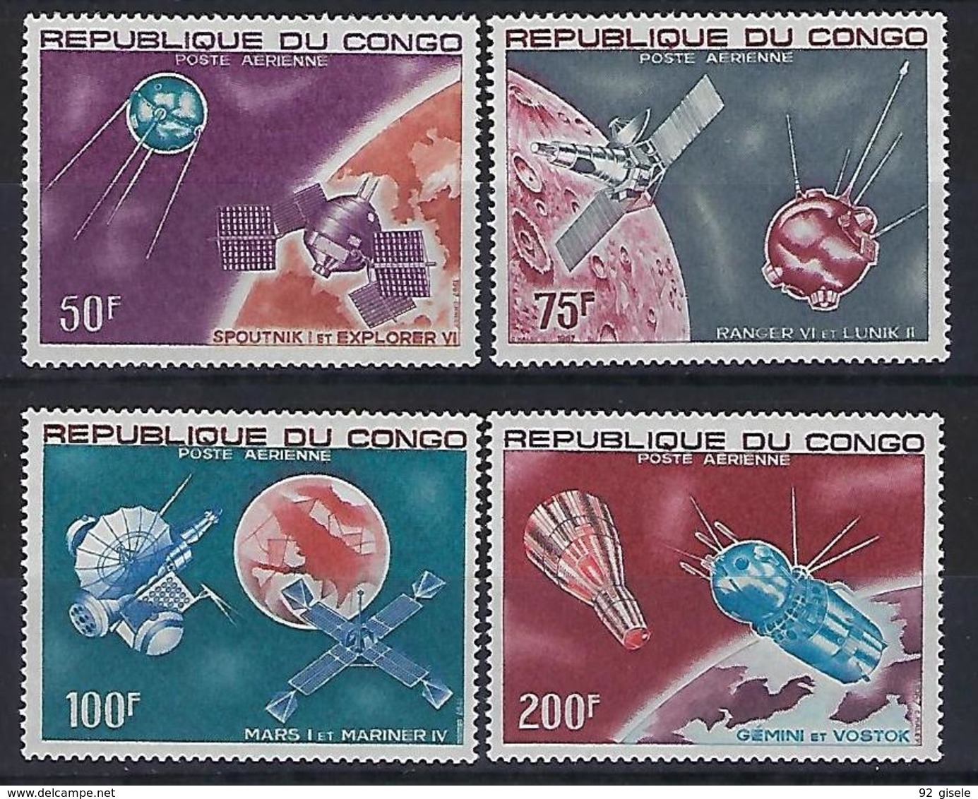 Congo Aerien YT 55 à 58 (PA) " Conquête De L'Espace " 1967 Neuf** - Neufs