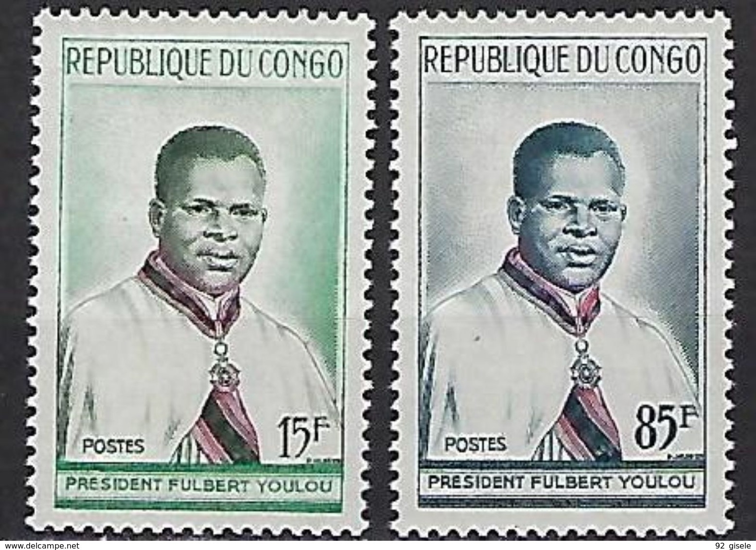 Congo YT 137 & 138 " Abbé FulbertYoulou, Pdt " 1960 Neuf** - Neufs