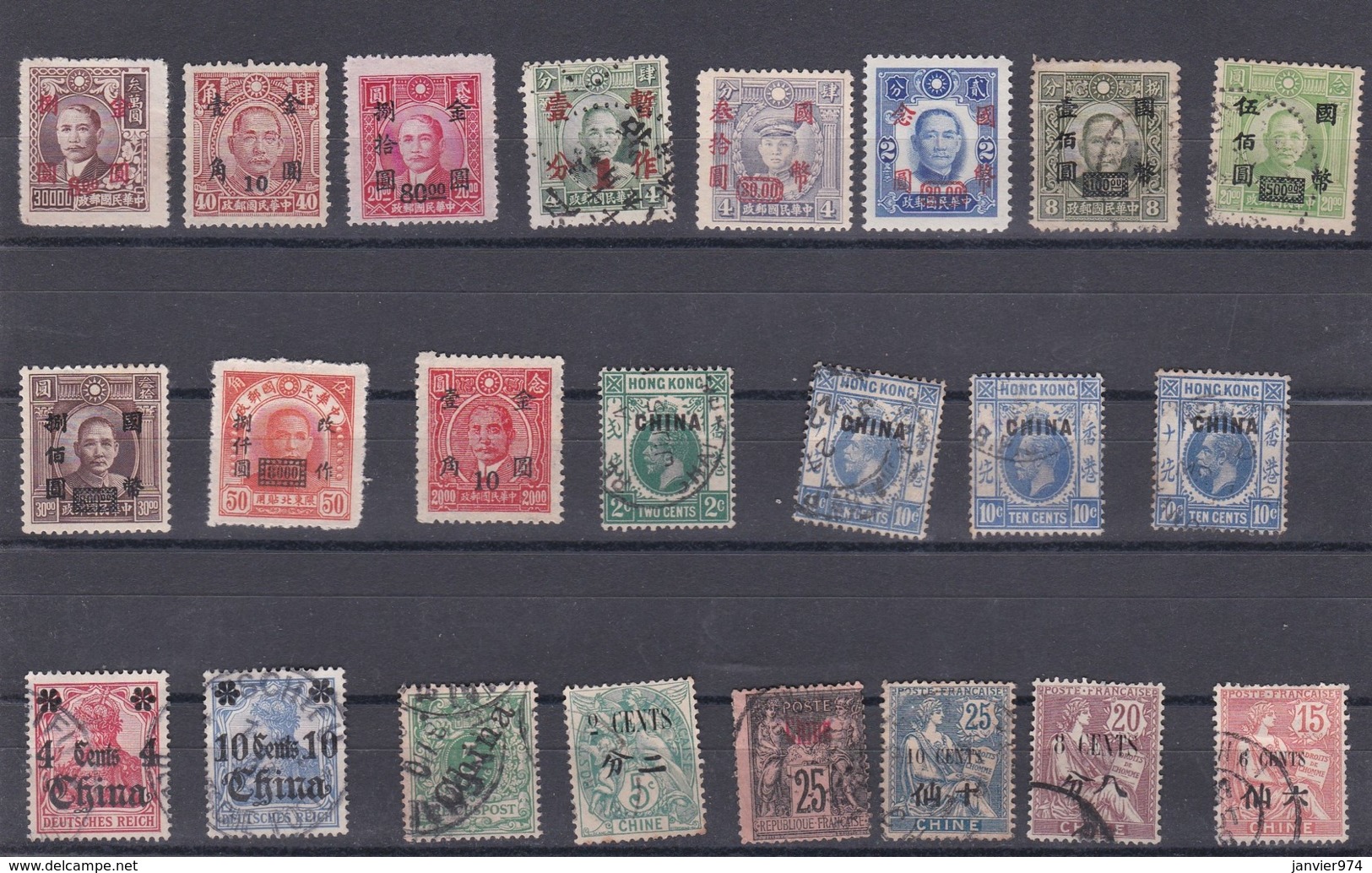 Lot Timbres Anciens Chinoises – 12 Scan Recto -verso - Other & Unclassified