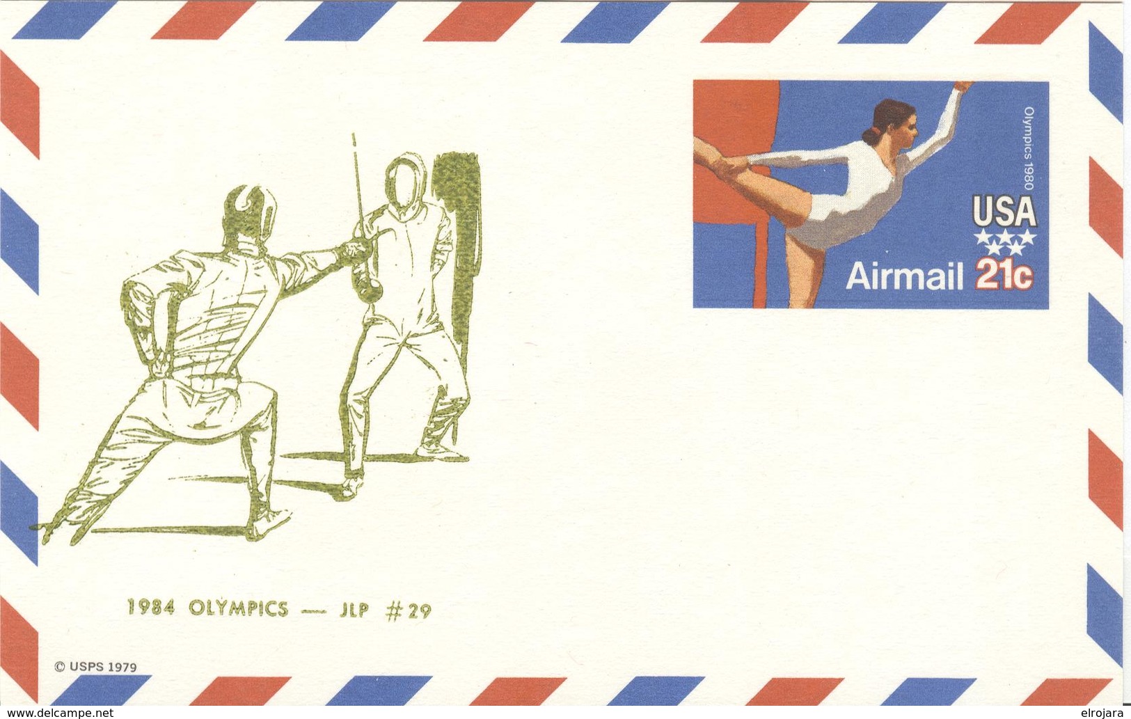 USA Unused Olympic Stationery Card JLP Nr. 29 With Fencing - Ete 1984: Los Angeles