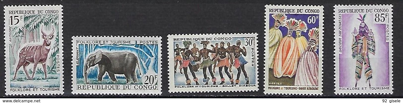 Congo YT 162 à 166 " Folkllore Et Tourisme " 1964 Neuf** - Neufs