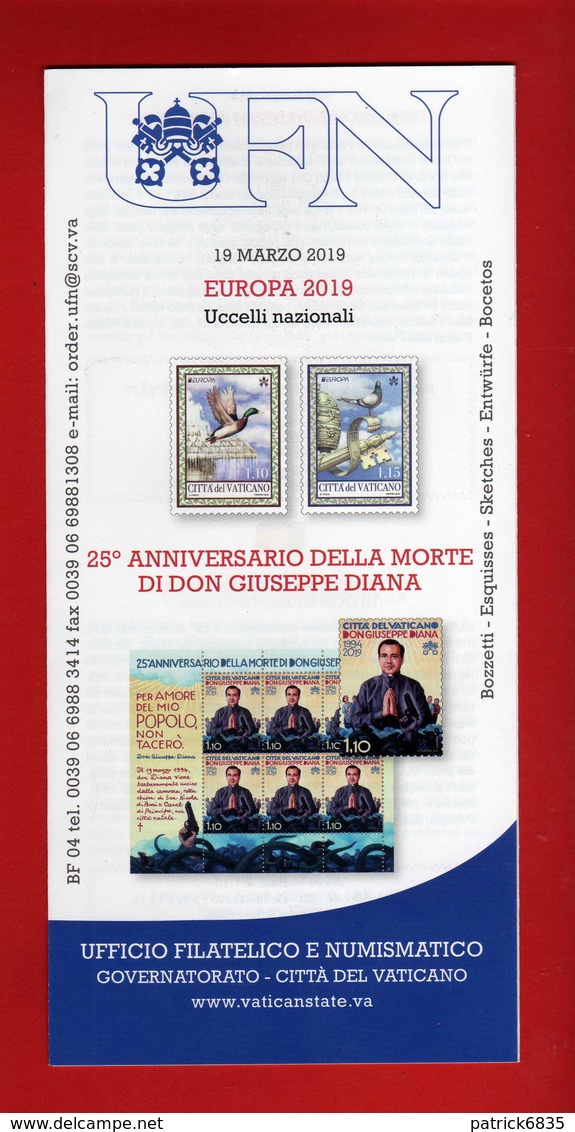 Vaticano - 2019 - 25° Ann. Della MORTE DI DON GIUSEPPE DIANA . Vedi Descrizione - Cartas & Documentos