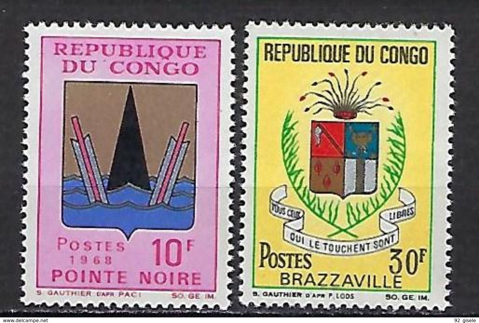 Congo YT 213 & 214 " Armoiries Villes " 1967 Neuf** - Neufs