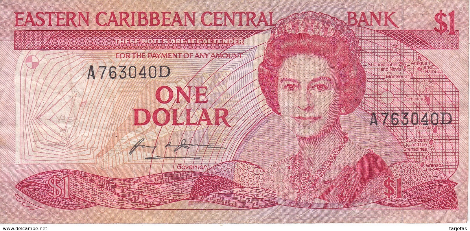 BILLETE DE EAST CARIBBEAN DE 1 DOLLAR DEL AÑO 1985  (BANKNOTE) - East Carribeans