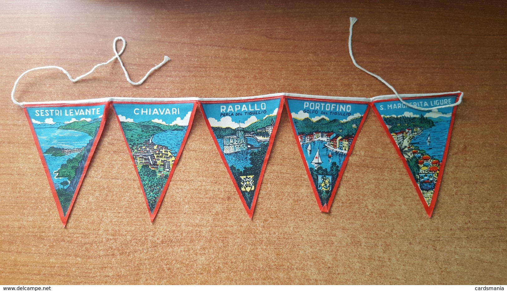 5 Bandierine Per VESPA/LAMBRETTA Souvenir Vintage Portofino-Rapallo-Chiavari-Sestri Levante-Santa Margherita - Ecussons Tissu