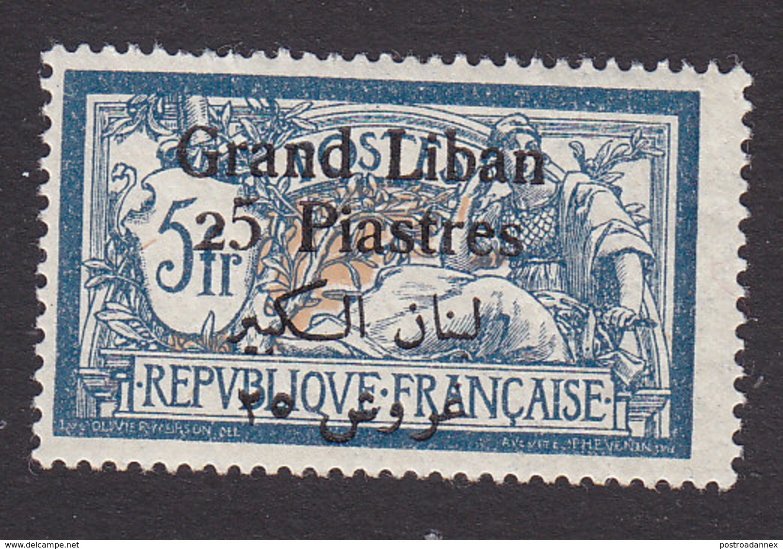 Lebanon, Scott #38, Mint Hinged, Stamp Of France Surcharged, Issued 1924 - Ungebraucht