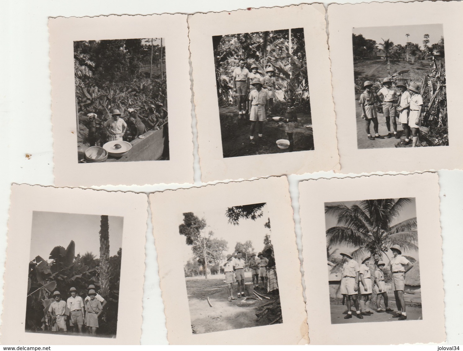 Lot 6 Photos Format 7,5 X 6 Cm -  Militaires Au Village De TAFORI Guinée AOF - Mai 1942 - Guerre, Militaire