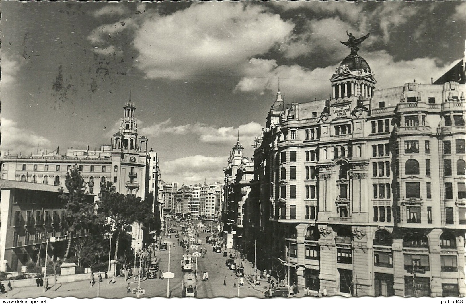 Valencia (Spagna) Avenida Del Marques De Sotelo, Marques De Sotelo Avenue, Stamp "F. Franco 70 Cts 1953" - Valencia