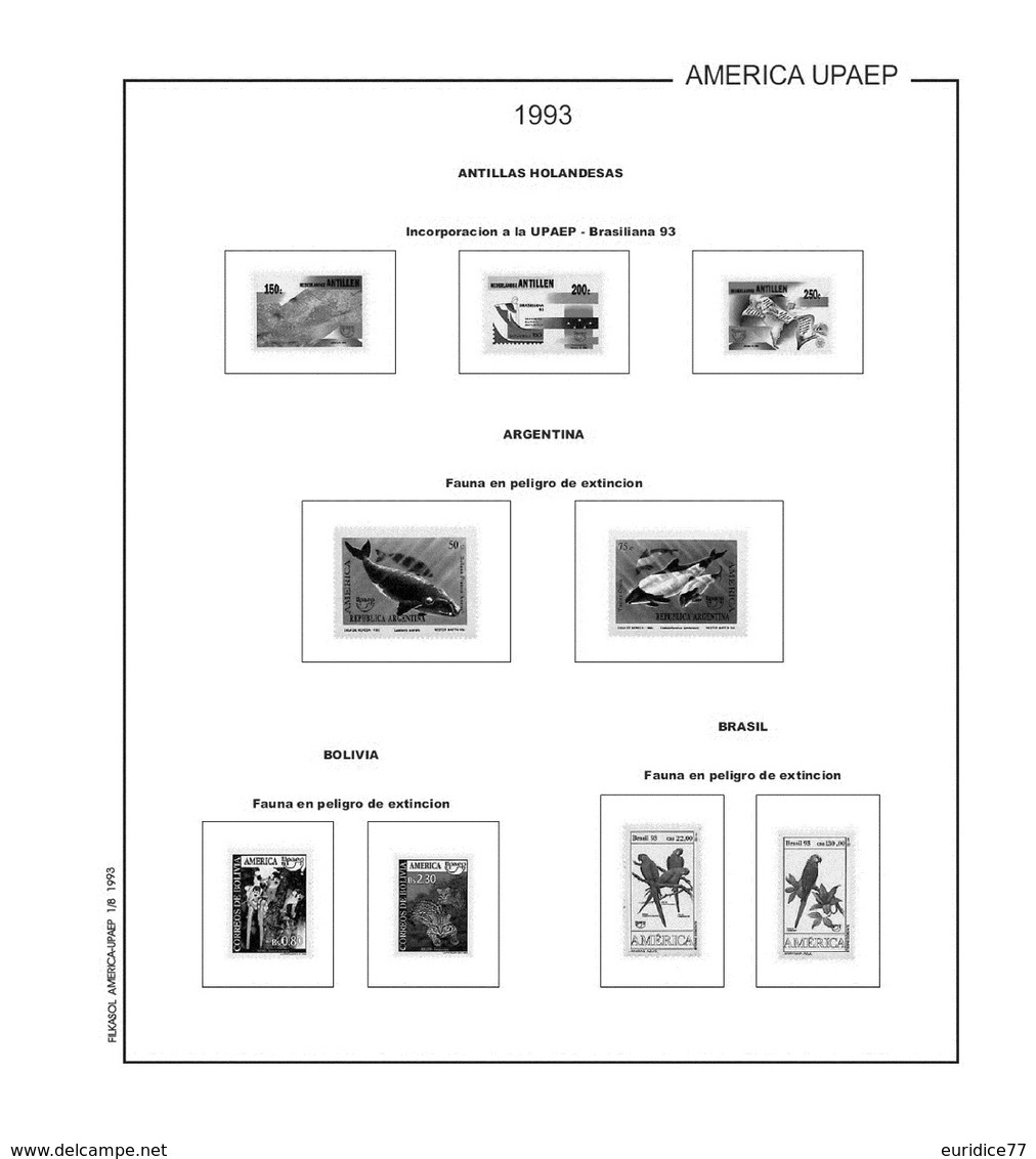 Suplemento Filkasol America U.P.A.E.P. 1989-1994 - Ilustrado para album 15 anillas