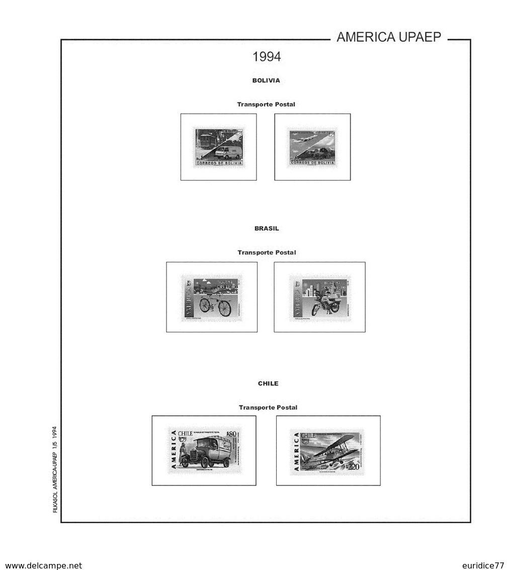 Suplemento Filkasol America U.P.A.E.P. 1989-1994 - Ilustrado para album 15 anillas