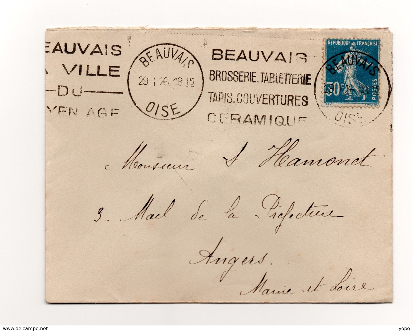 Flamme KRAG à Texte: « Beauvais, La Ville Du Moyen Age » Sur Lettre De 1926 De Beauvais, Oise (60) - Oblitérations Mécaniques (flammes)