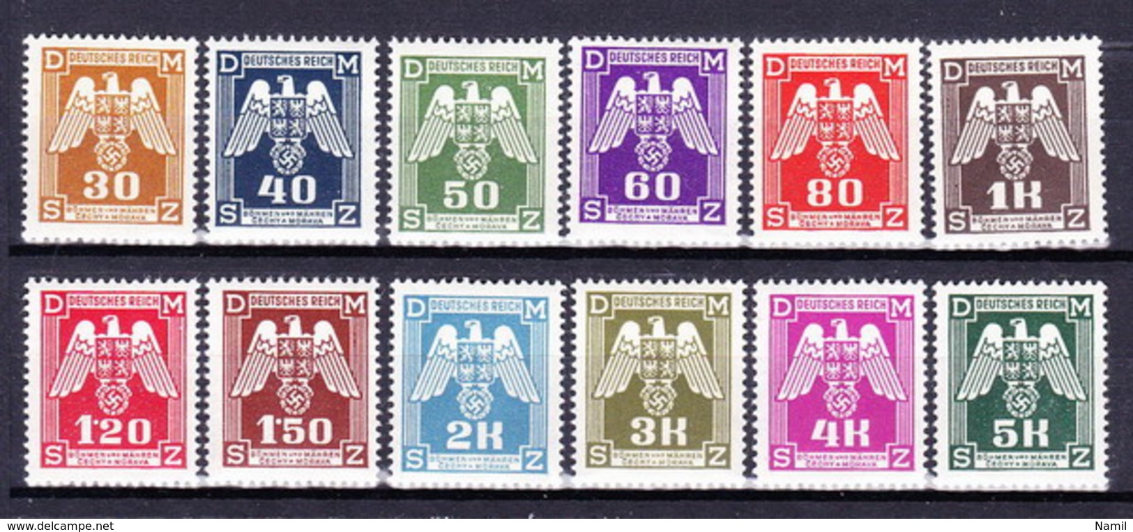 Boheme Et Moravie 1943 Mi D 13-24 (Yv TS 13-24), (MNH)** - Neufs