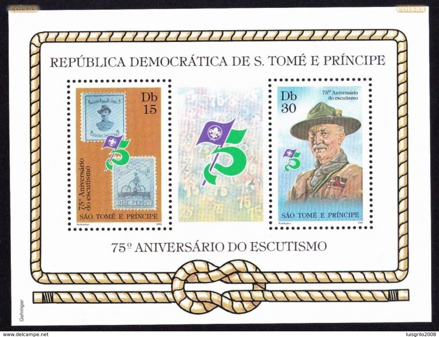 SCOUT / SCOUTING, Escuteiros 75º Aniversário - S. Tomé E Princípe 1982 // Perforated - MNH - Sao Tome Et Principe