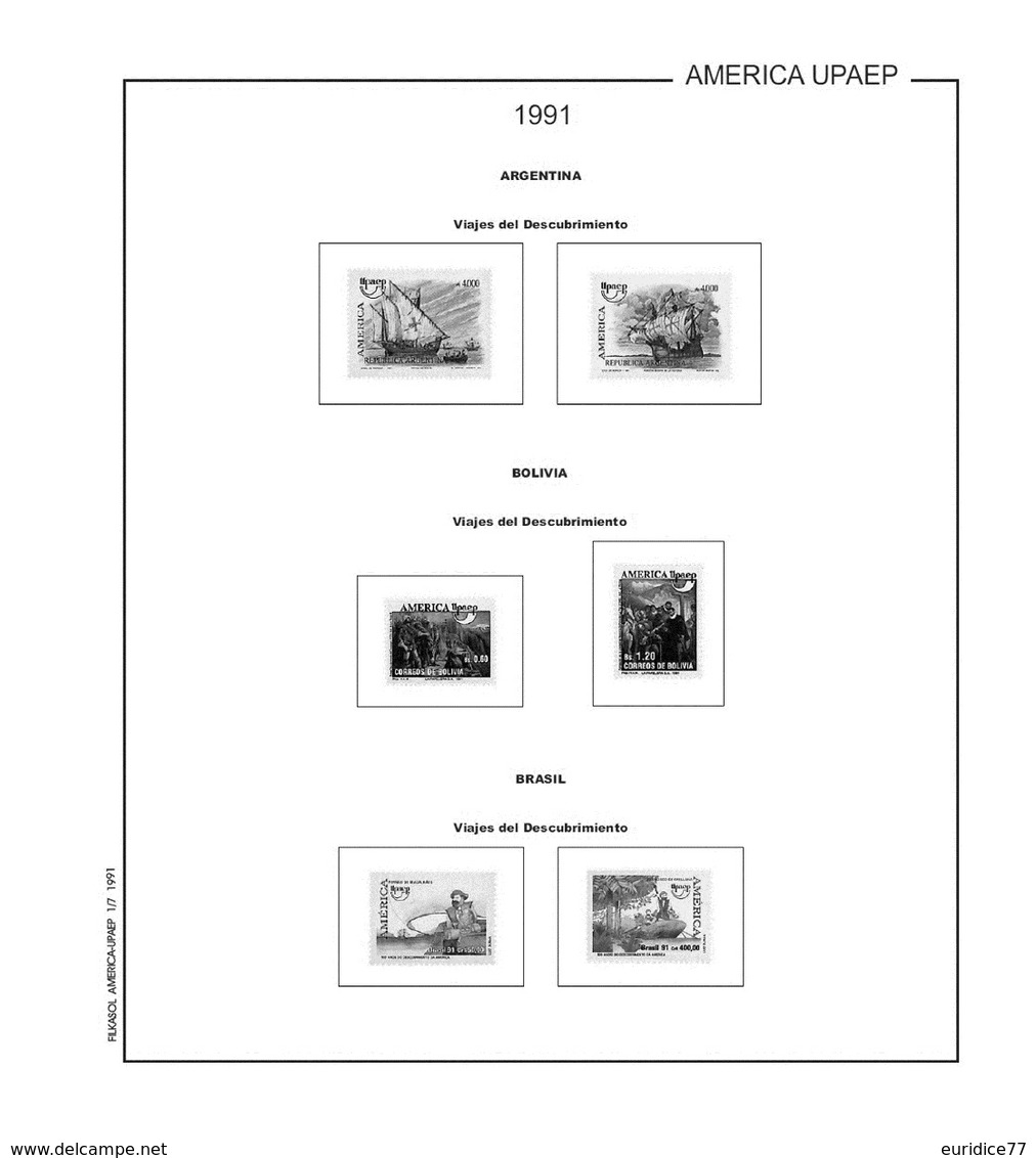 Suplemento Filkasol America U.P.A.E.P. 1989-1994 + Filoestuches HAWID Transparentes - Pre-Impresas