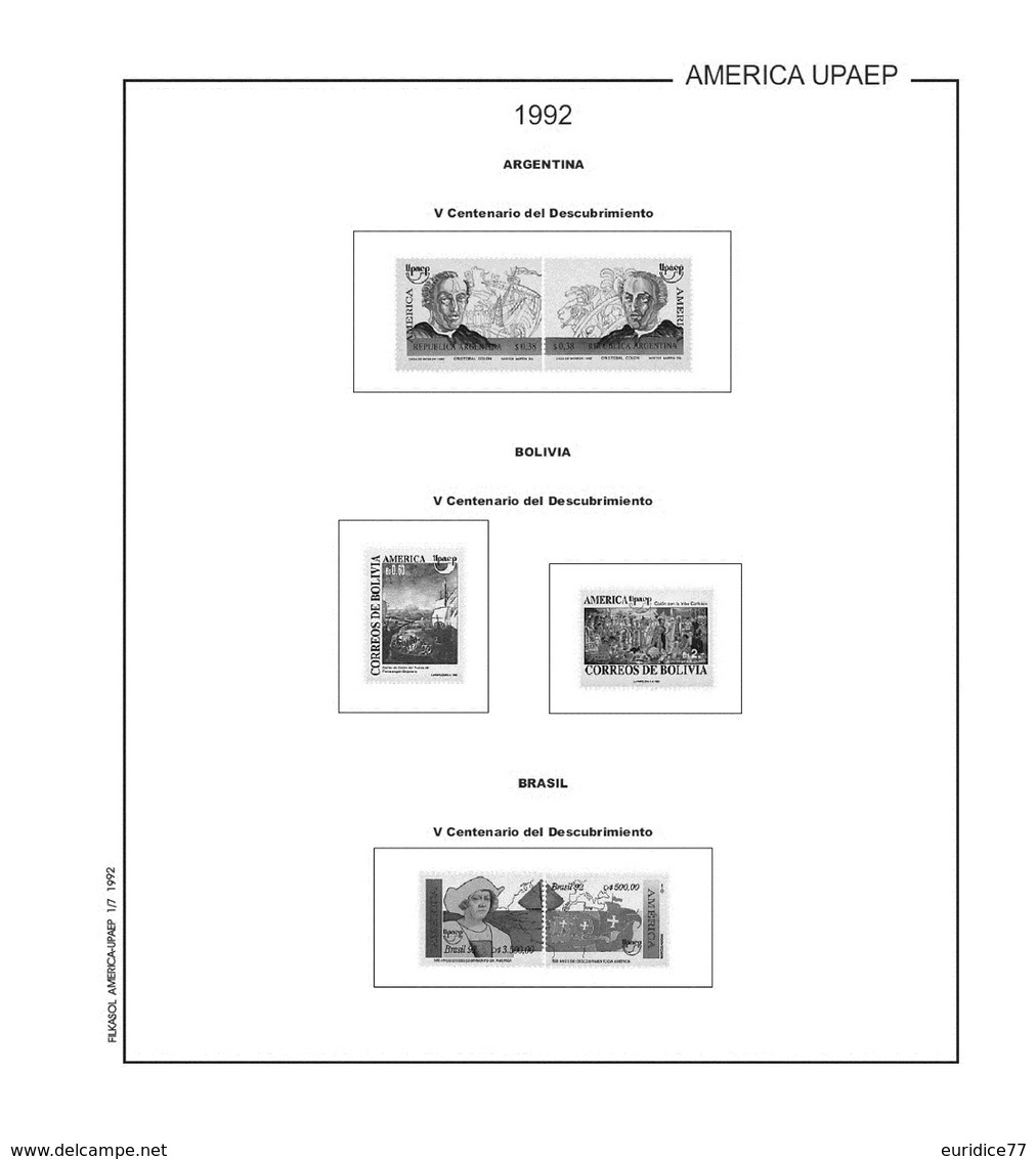 Suplemento Filkasol America U.P.A.E.P. 1989-1994 + Filoestuches HAWID Transparentes - Pre-Impresas