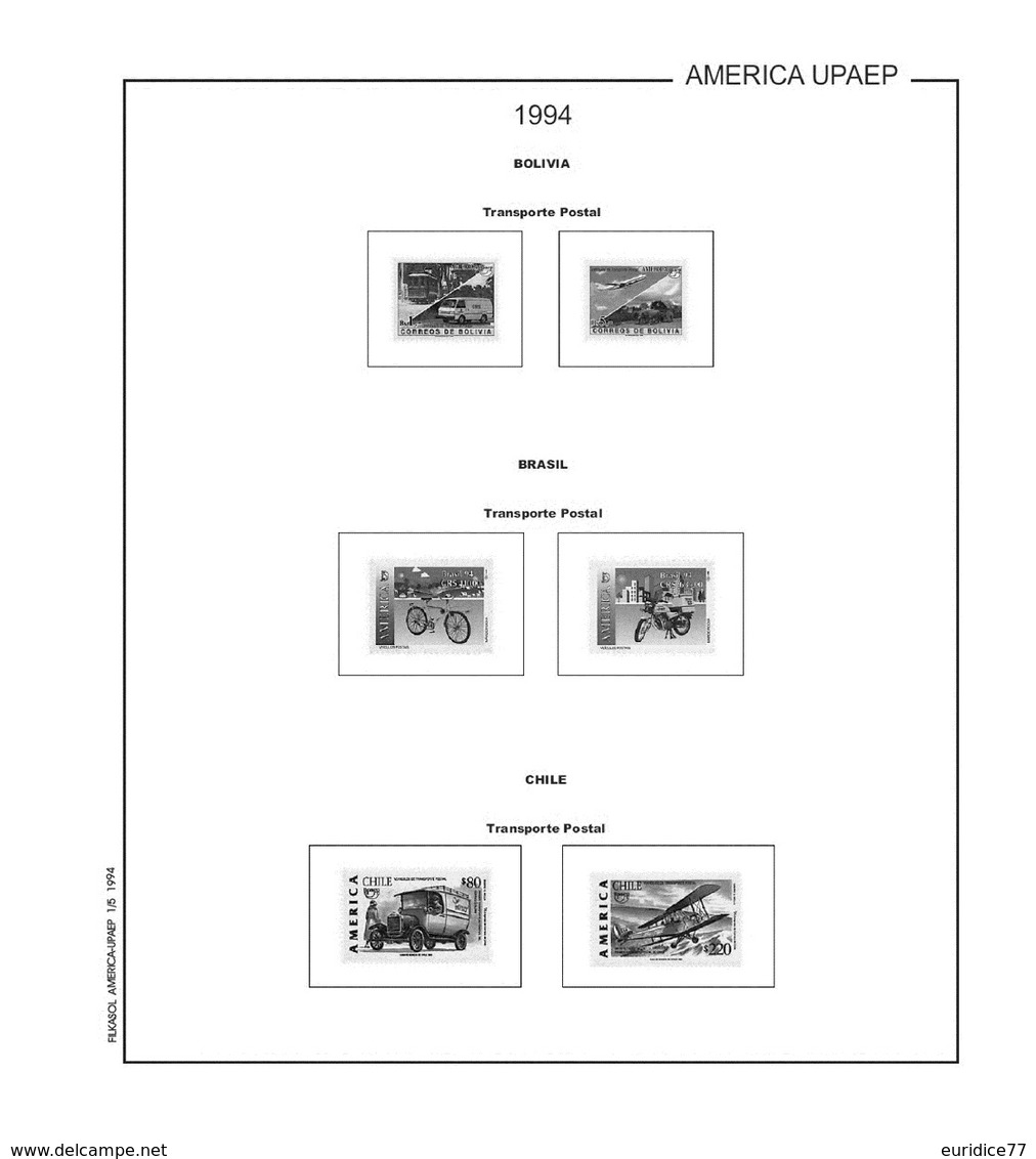 Suplemento Filkasol America U.P.A.E.P. 1989-1994 + Filoestuches HAWID transparentes