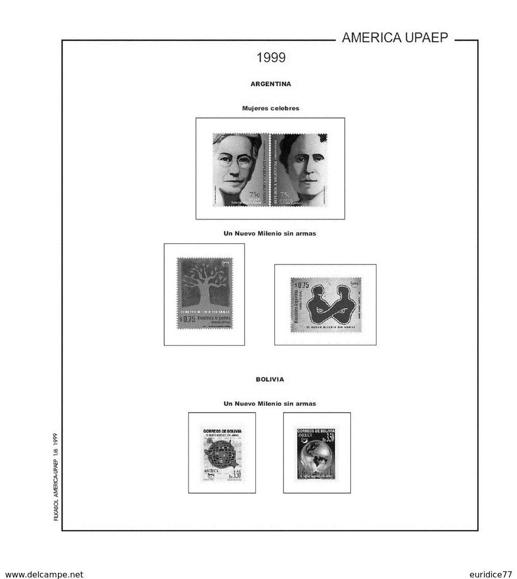 Suplemento Filkasol America U.P.A.E.P. 1995-1999 - Ilustrado Para Album 15 Anillas - Pre-Impresas