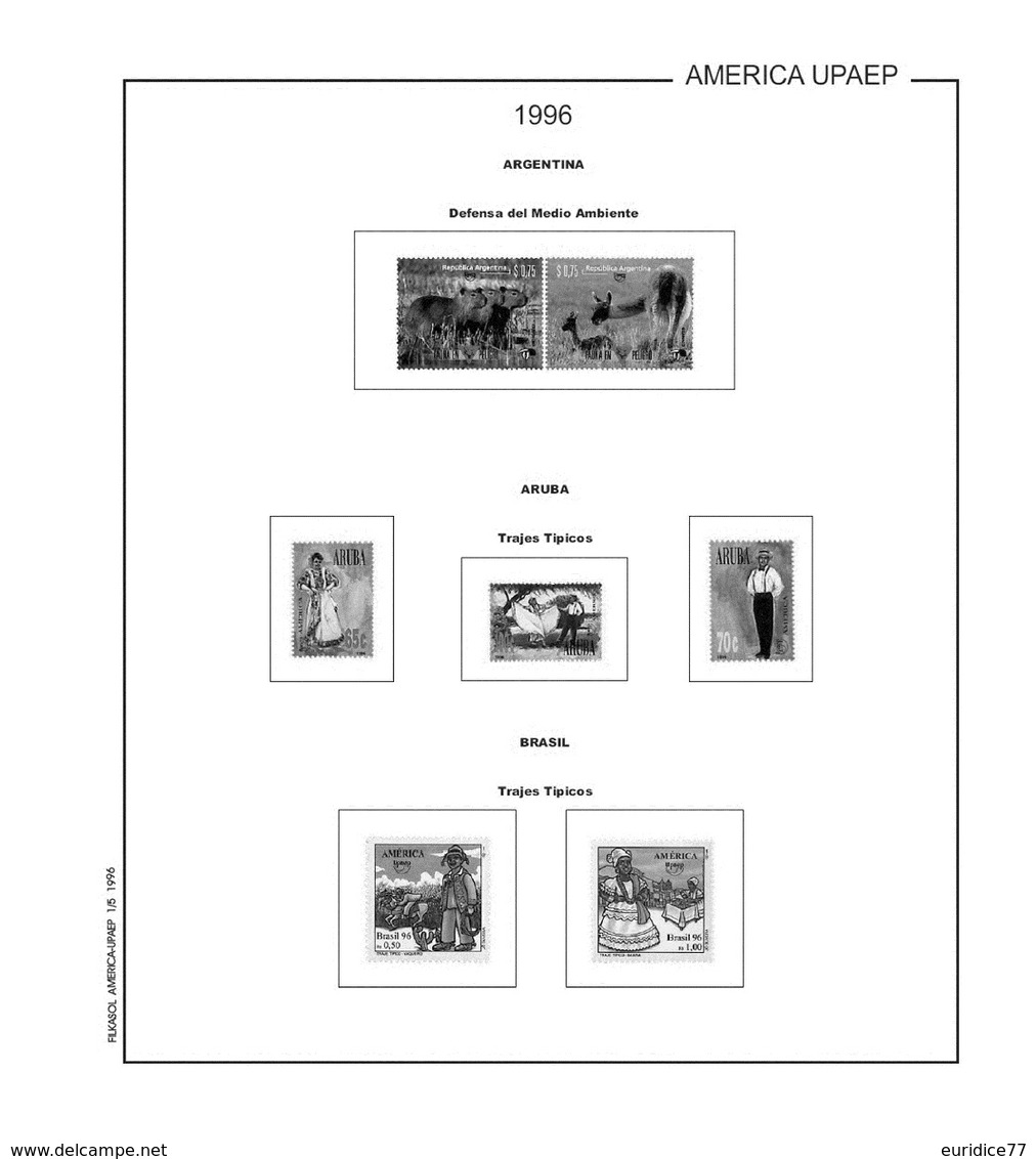 Suplemento Filkasol America U.P.A.E.P. 1995-1999 + Filoestuches HAWID Transparentes - Pre-Impresas